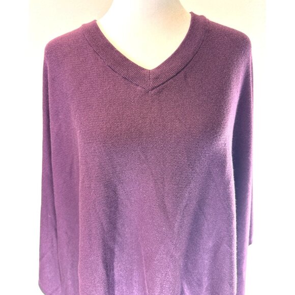 Ann Taylor M/L Purple V-Neck Poncho/Cape Sweater Cottagecore Prairie Casual - Picture 4 of 9